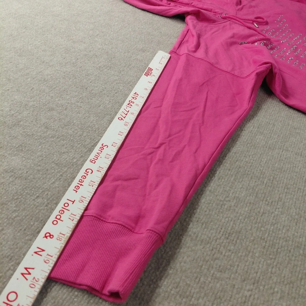 Michael Kors Women's Vibrant Pink MK Grommet Stud Logo Hoodie Long Dress Size XL